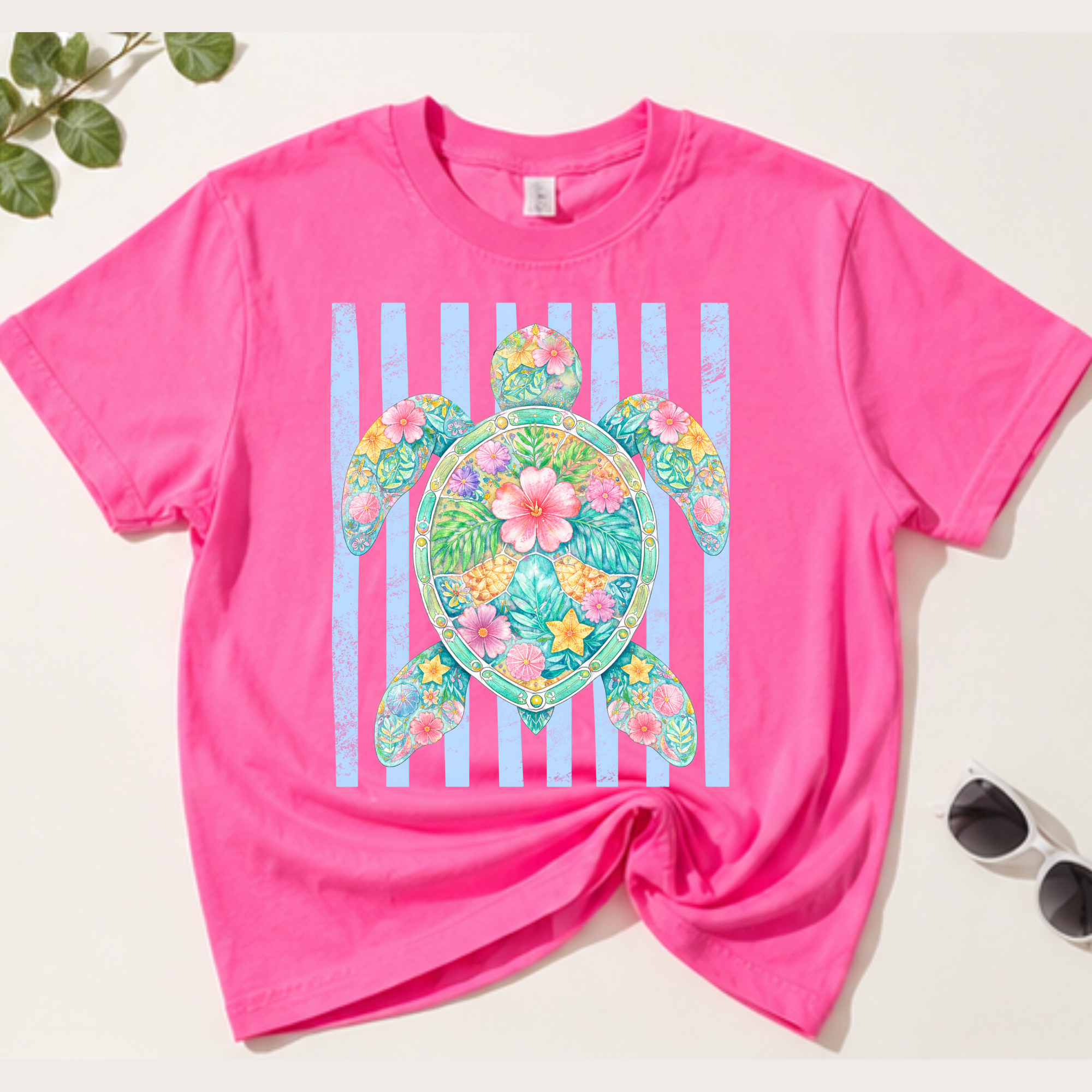 Summer Turtle Floral YOUTH Graphic Tee - Envy Stylz Boutique