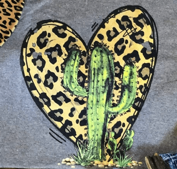 Envy Stylz Boutique Women - Apparel - Shirts - T-Shirts Leopard Heart Cactus Graphic Tee
