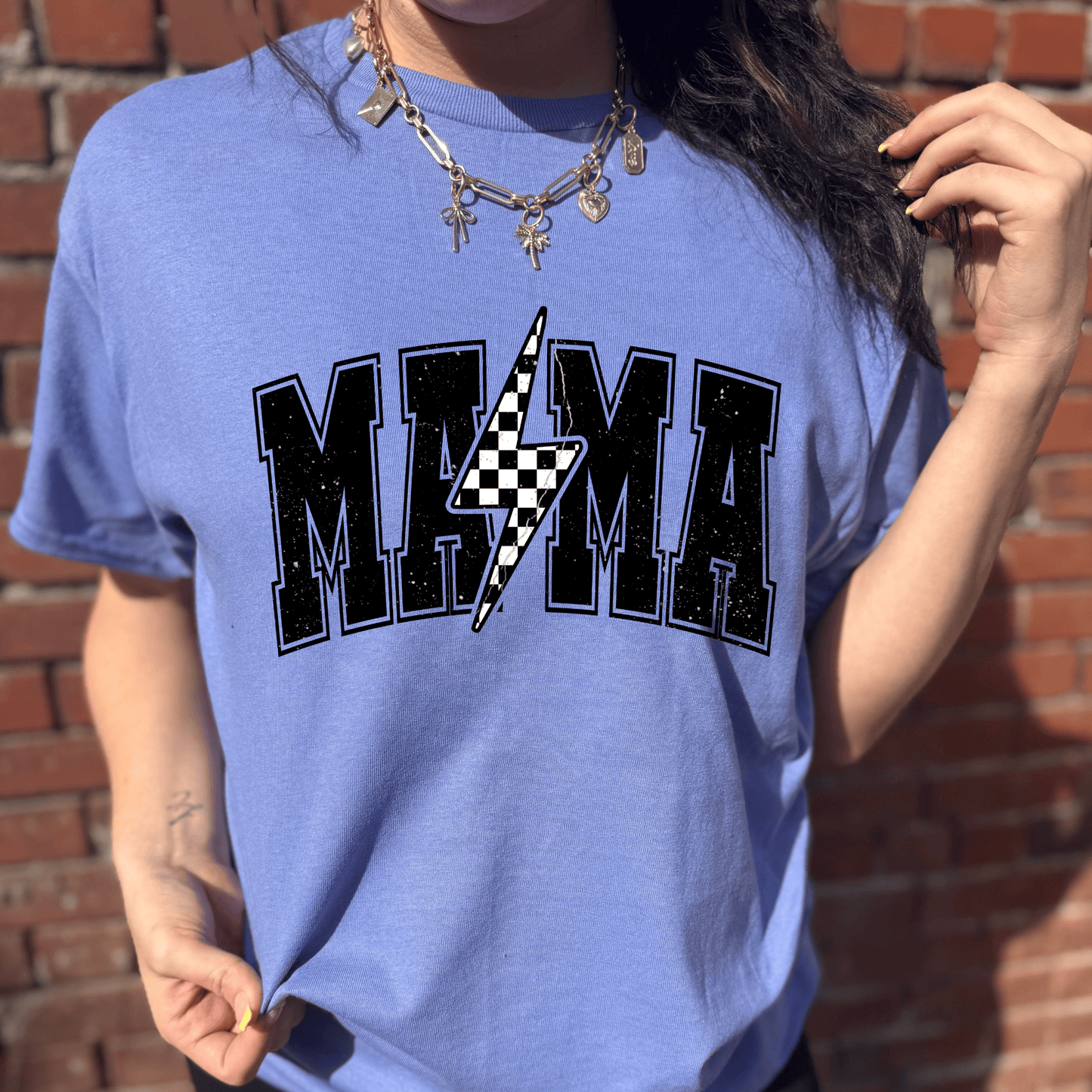 Envy Stylz Boutique Women - Apparel - Shirts - T-Shirts Mama Checkered Bolt Graphic Tee