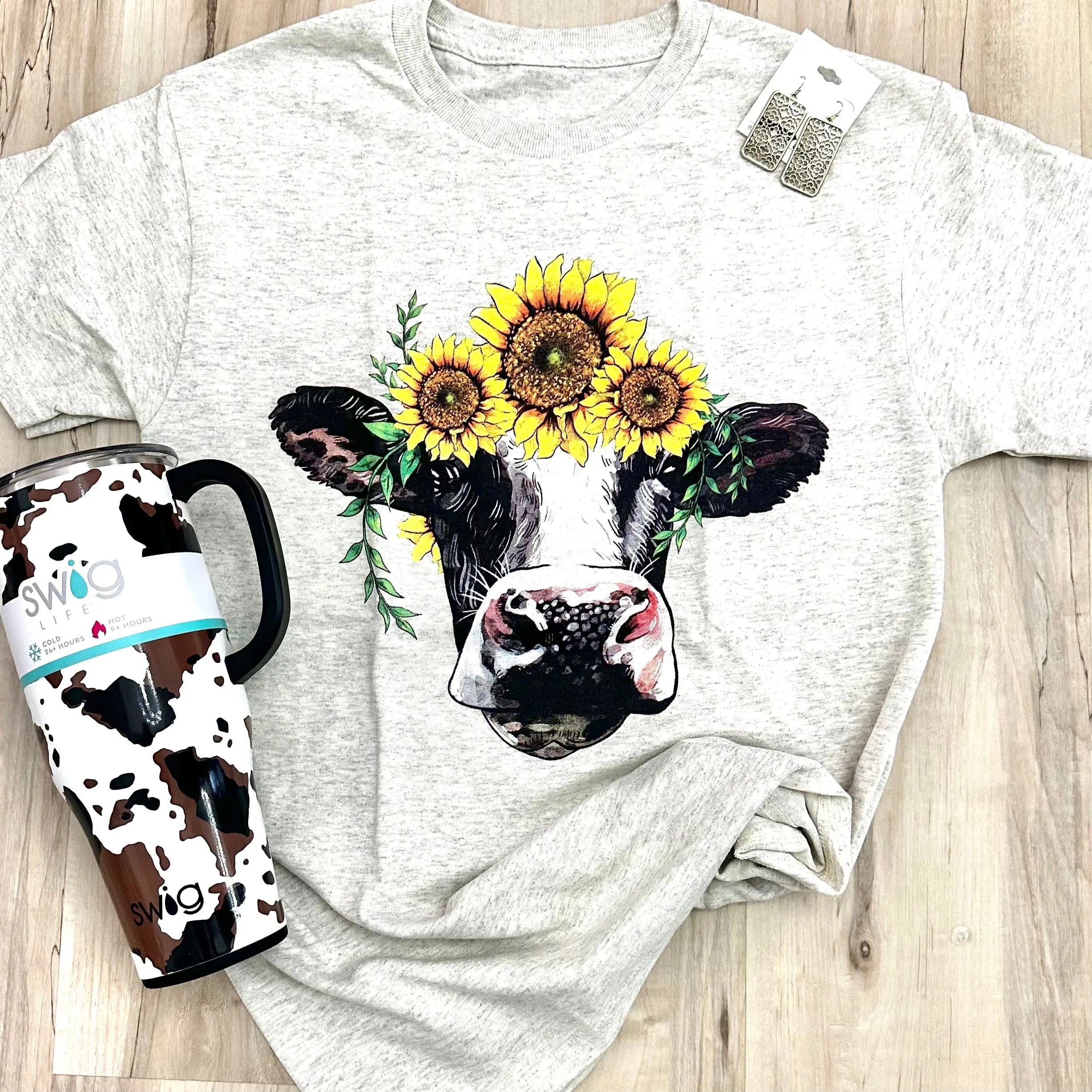 Sunflower Cow Graphic Tee - Envy Stylz Boutique