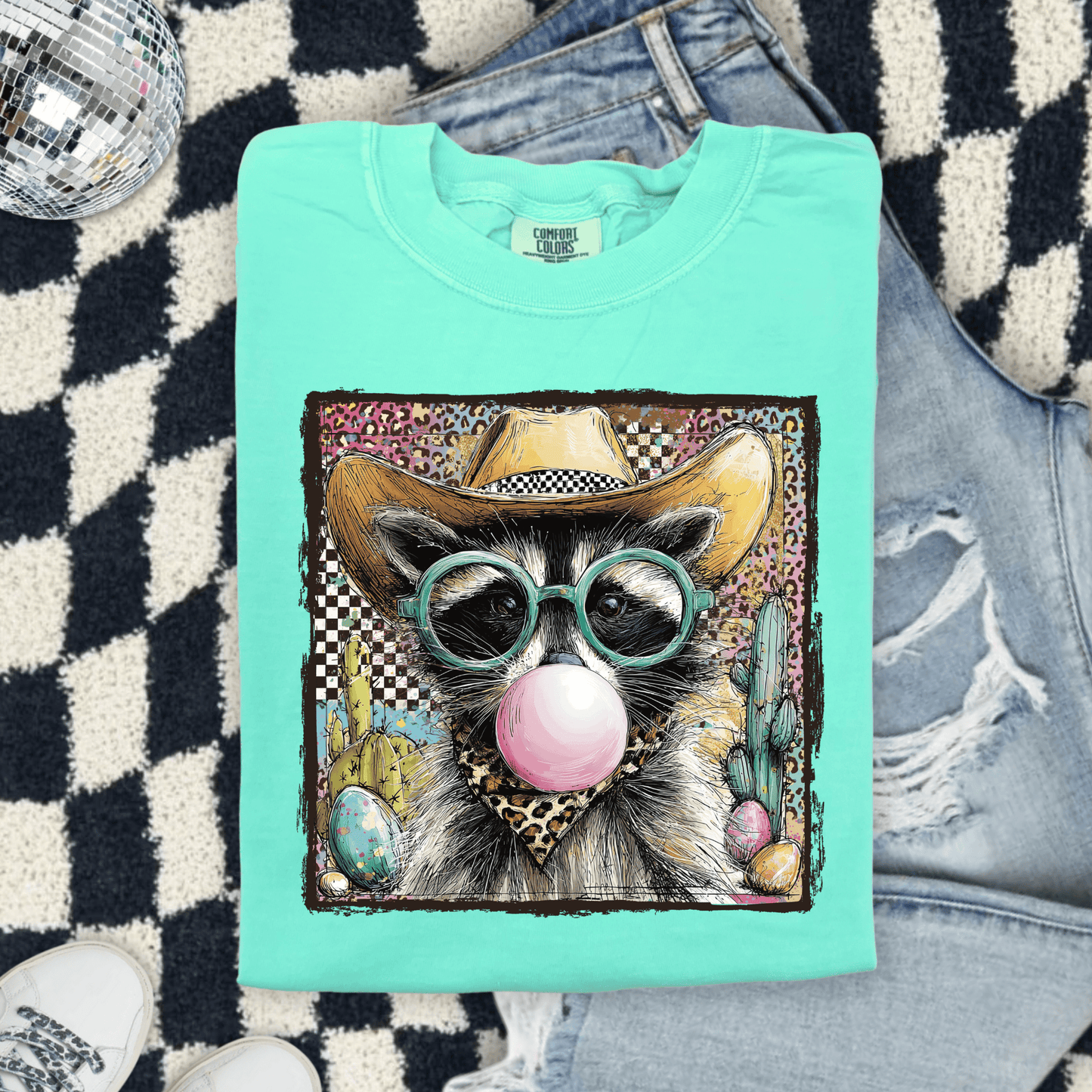 FestiviTees Women - Apparel - Shirts - T-Shirts Cowboy Raccoon Graphic Tee