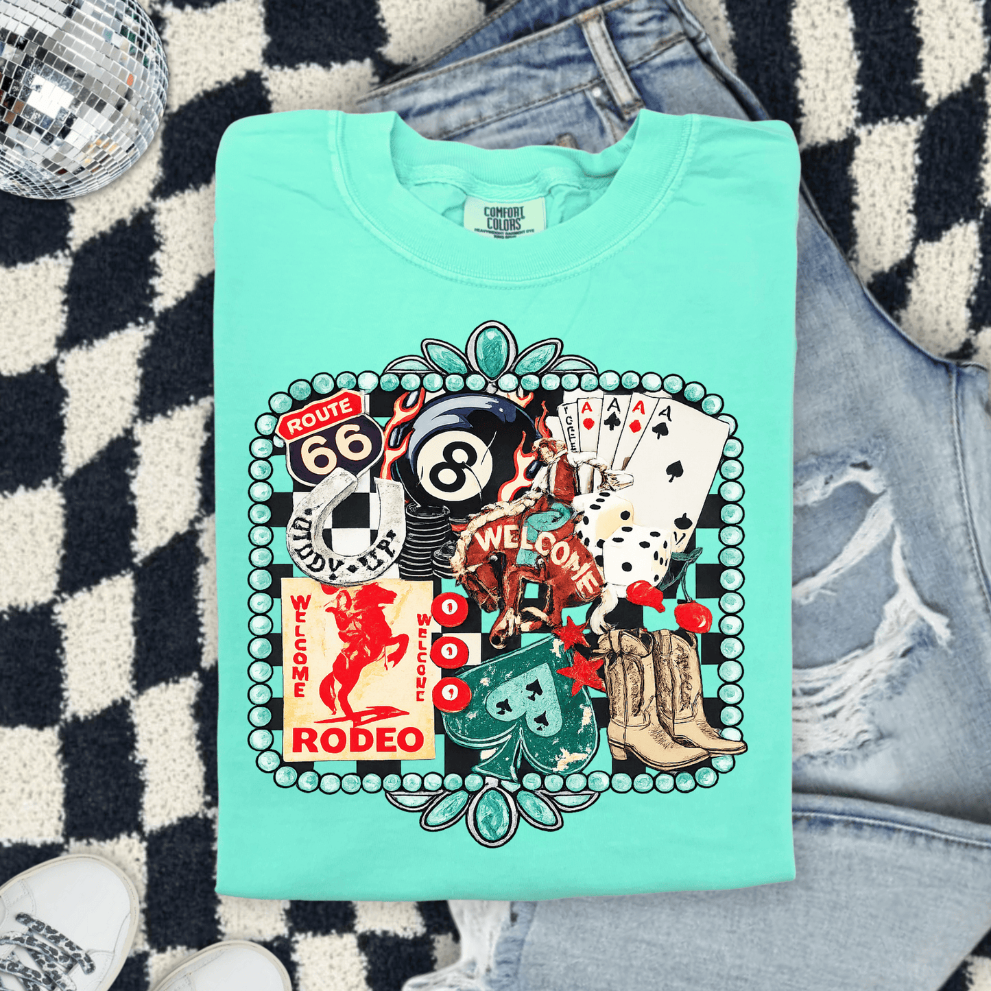 FestiviTees Women - Apparel - Shirts - T-Shirts Rodeo 8 Ball Graphic Tee