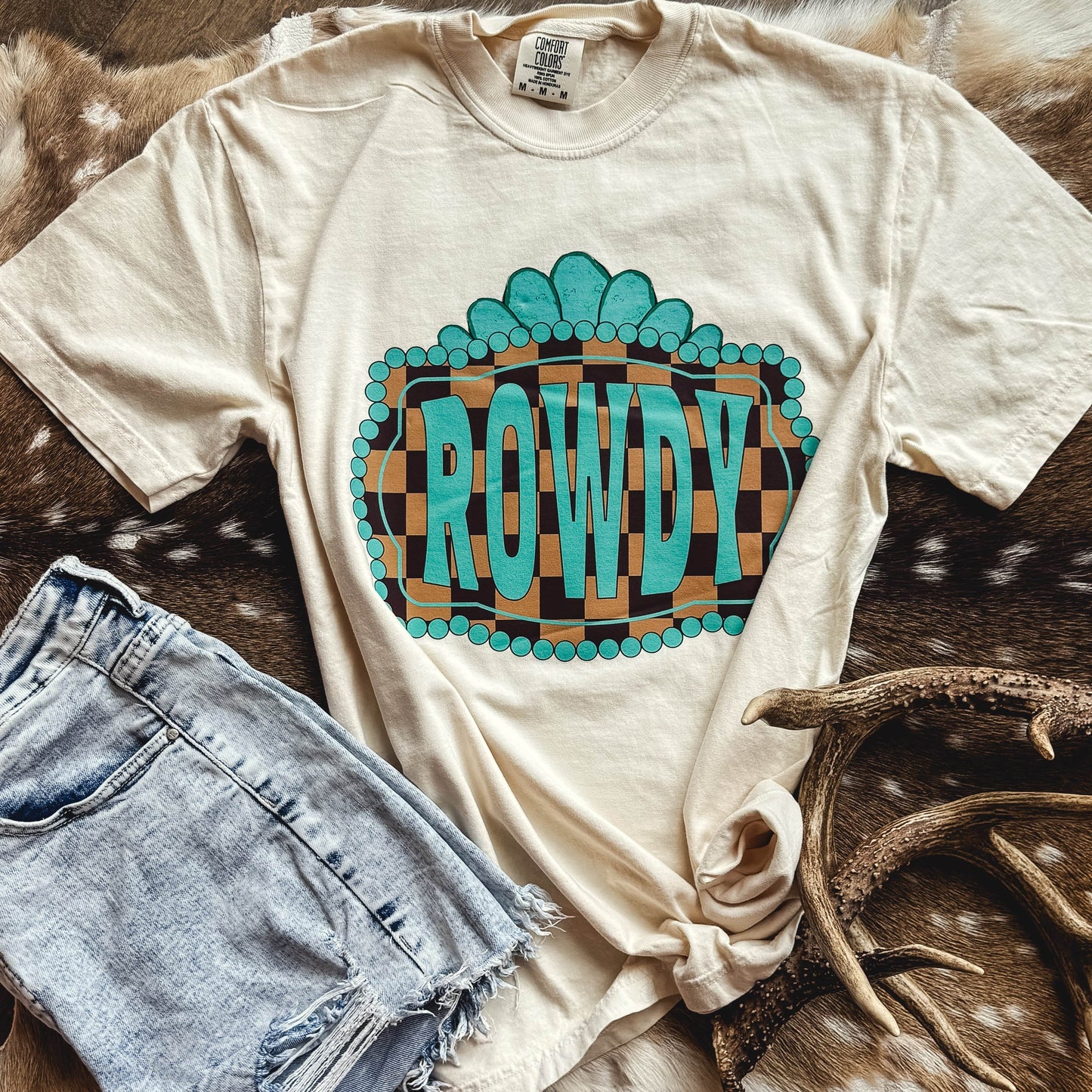 FestiviTees Women - Apparel - Shirts - T-Shirts Rowdy Western Check Graphic Tee