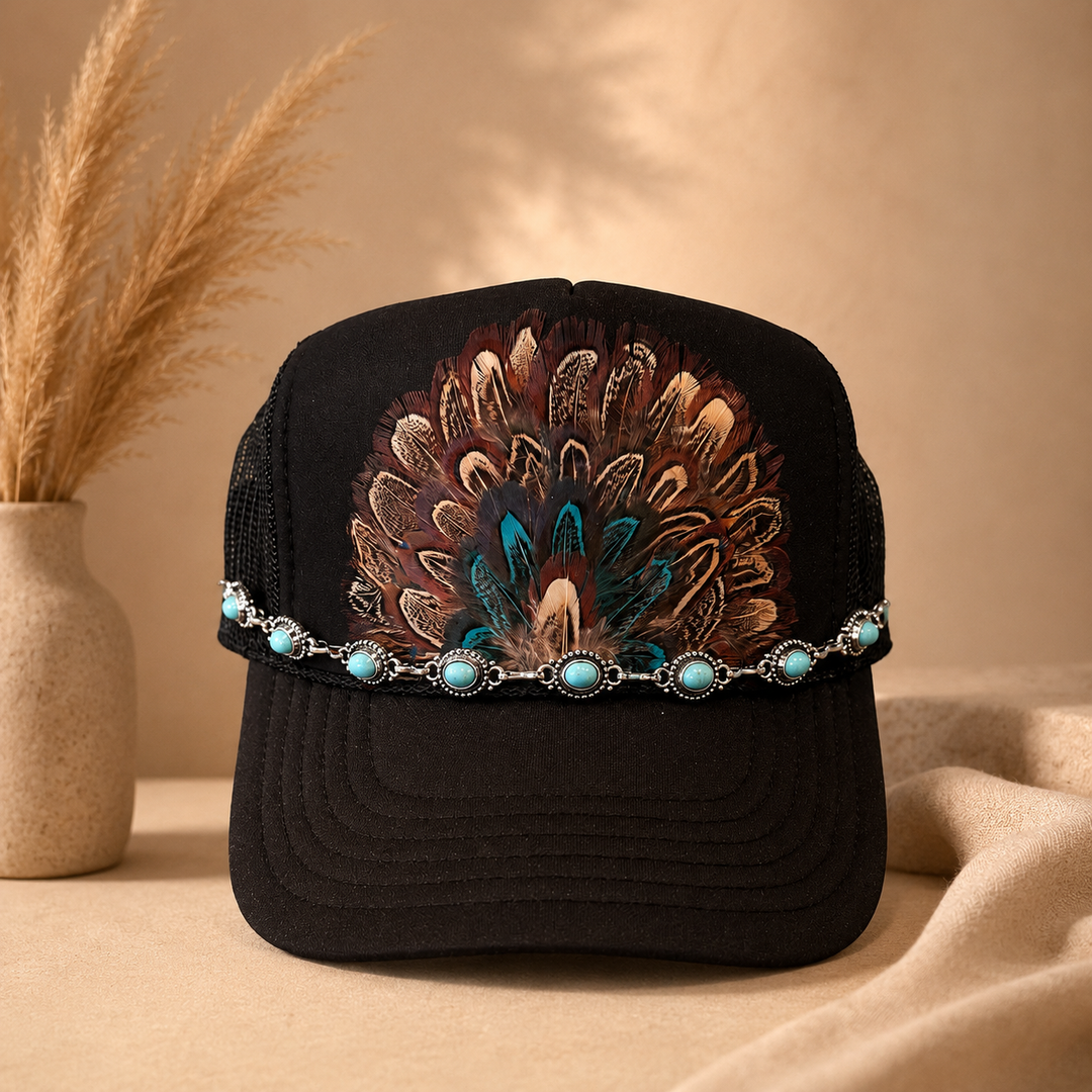 Feather Dark Wild Soul Trucker Hat Envy Stylz Boutique