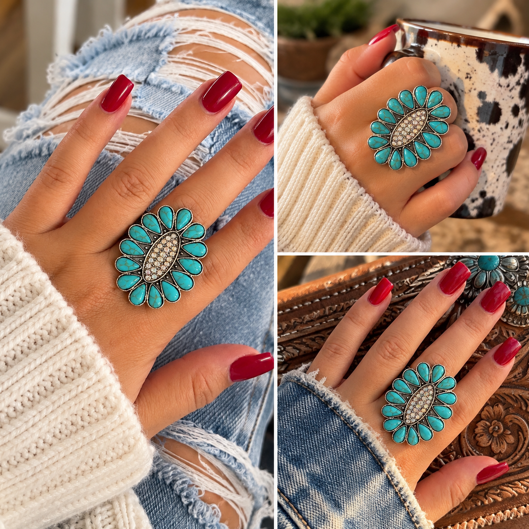 Turquoise Bloom Statement Ring