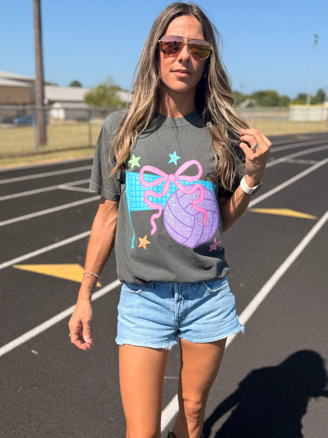 Volleyball Game Day Colorful Front And Back Graphic T-shirt Envy Stylz Boutique