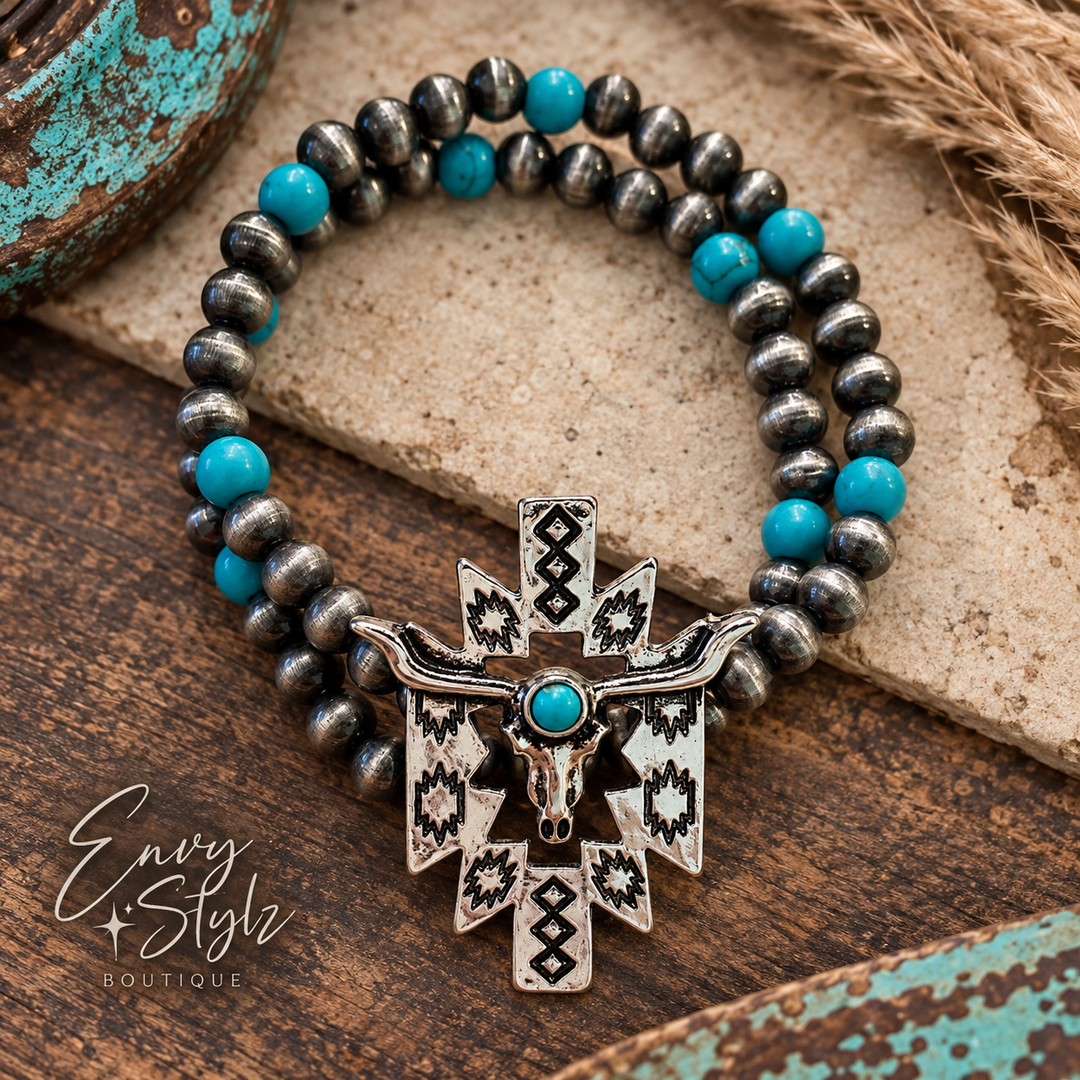 Turquoise Longhorn Aztec Bracelet