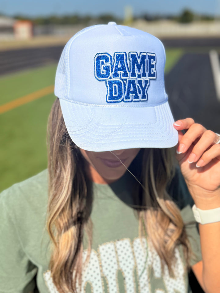 White Game Day Trucker Hat Envy Stylz Boutique