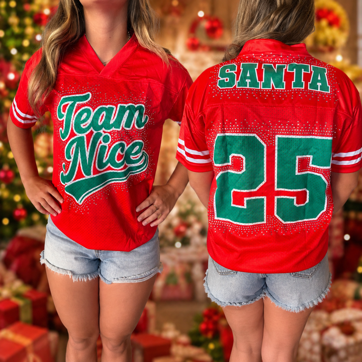 Team Naughty/ Team Nice Rhinestone Graphic Jersey Envy Stylz Boutique