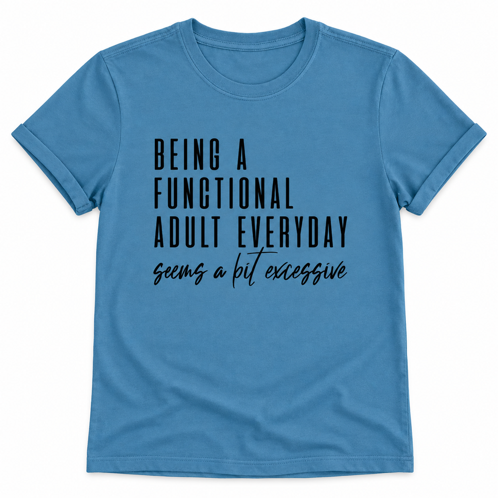 Functional Adult tee lay-flat on white