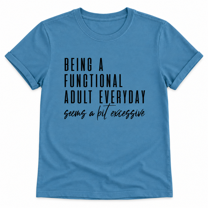 Functional Adult tee lay-flat on white