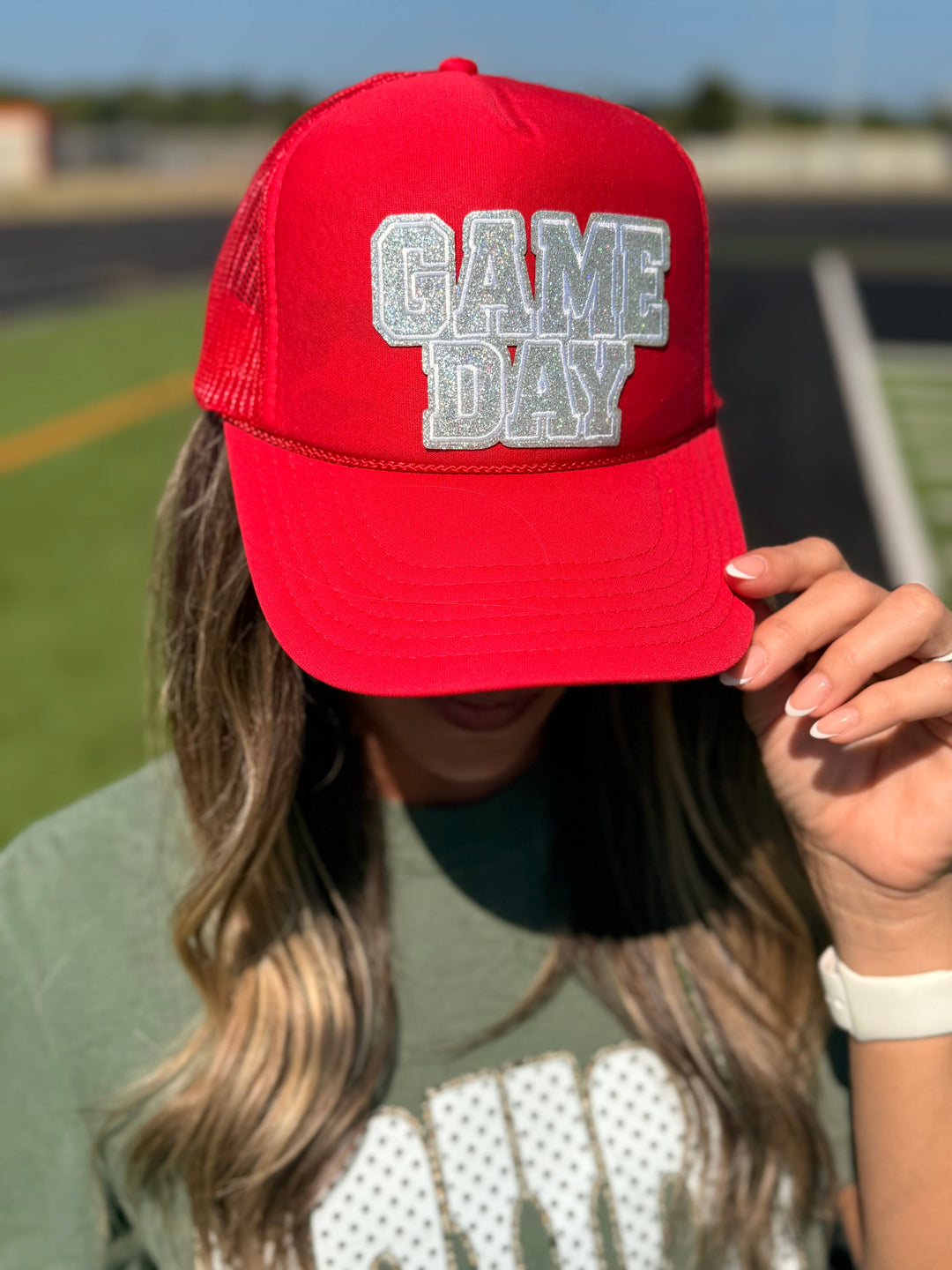 RED Game Day Trucker Hat Envy Stylz Boutique