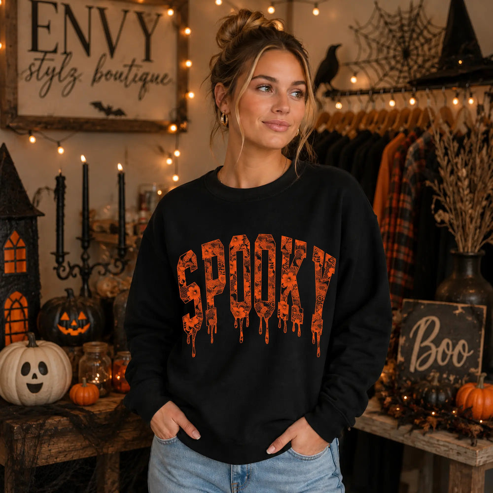 Lace Spooky Graphic Crewneck Envy Stylz Boutique