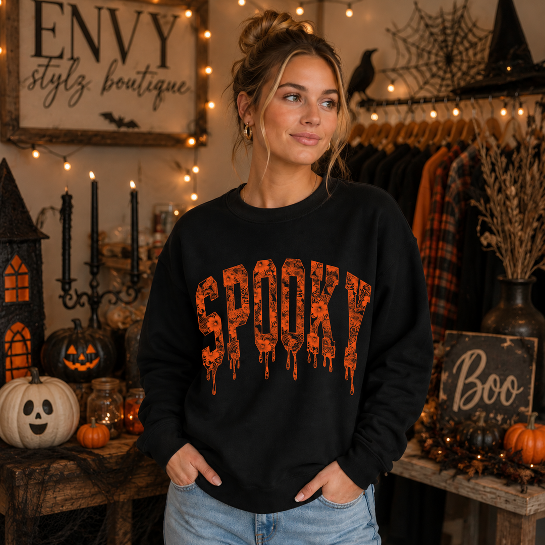Lace Spooky Graphic Crewneck Envy Stylz Boutique