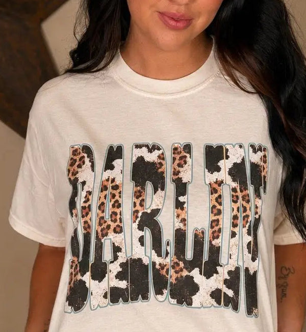Darlin' Leopard Turquoise Cow Print Graphic T-Shirt Envy Stylz Boutique