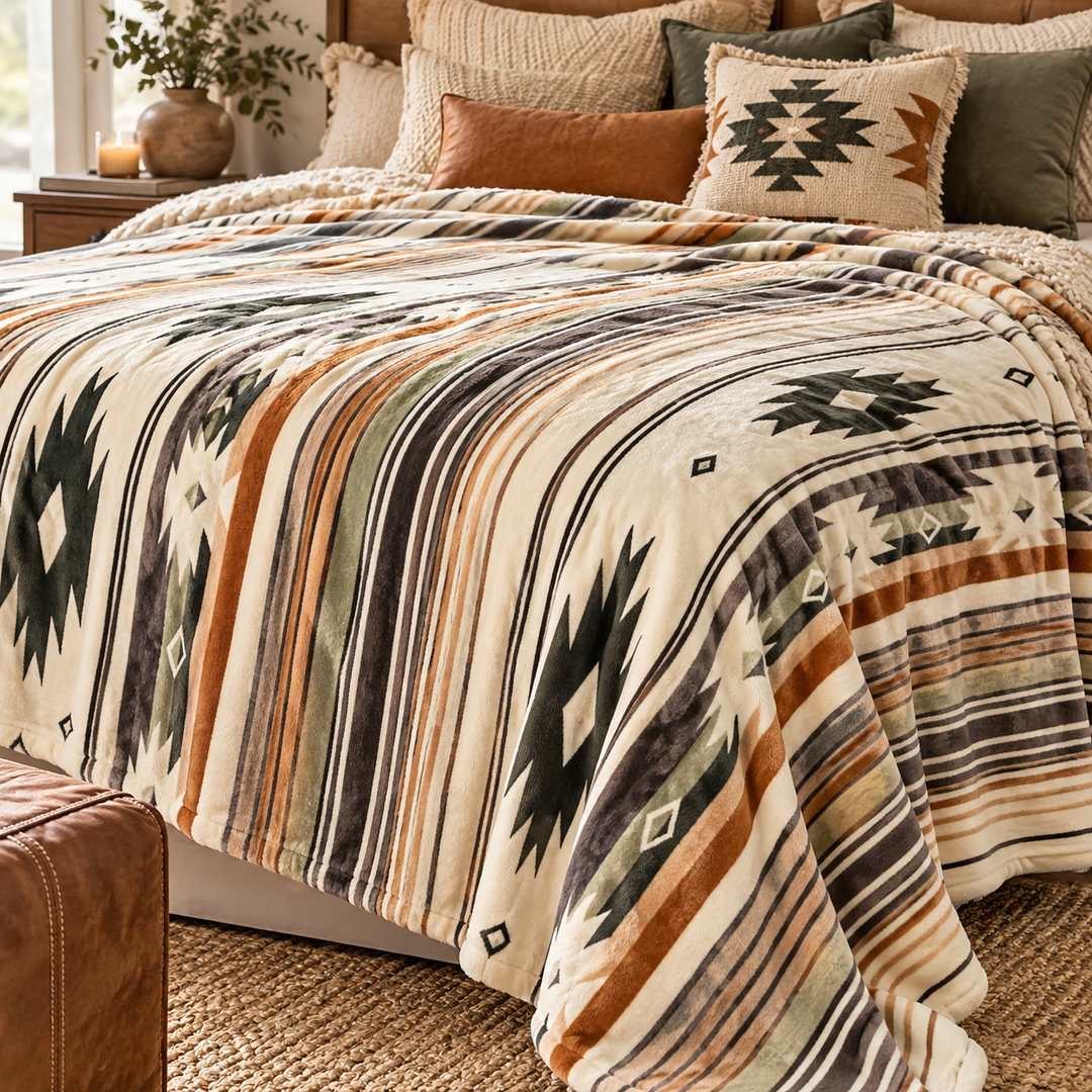 Sage Aztec Oversized Blanket 82x90
