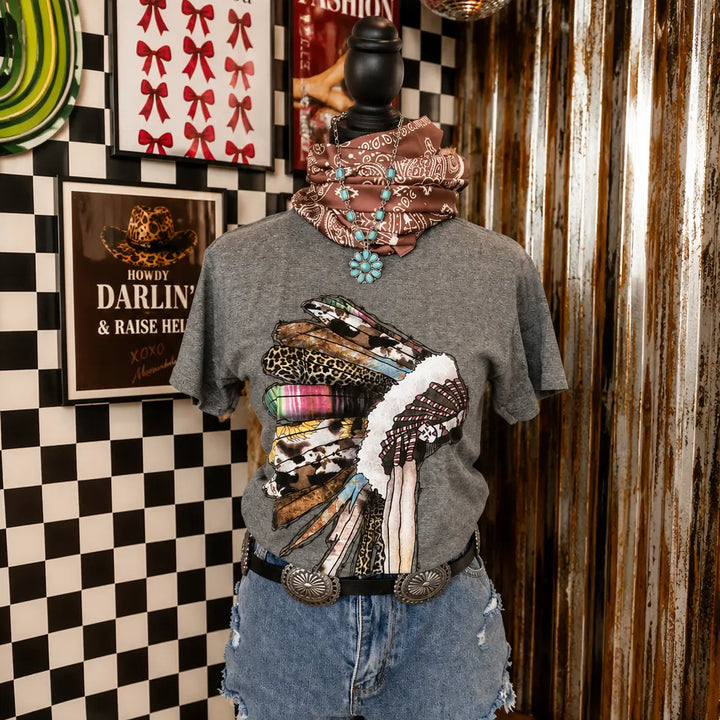 Feather Leopard Serape Graphic Tee Envy Stylz Boutique