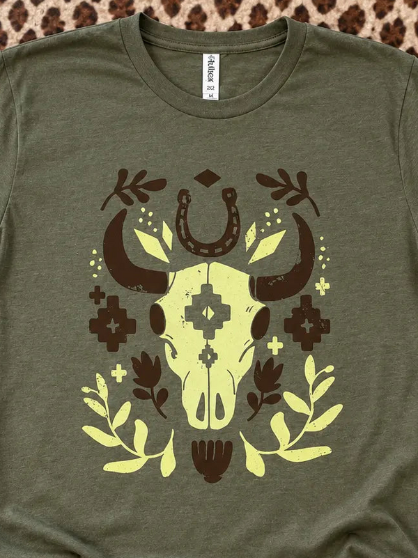 Floral Cow Skull Soft Graphic Tee Envy Stylz Boutique
