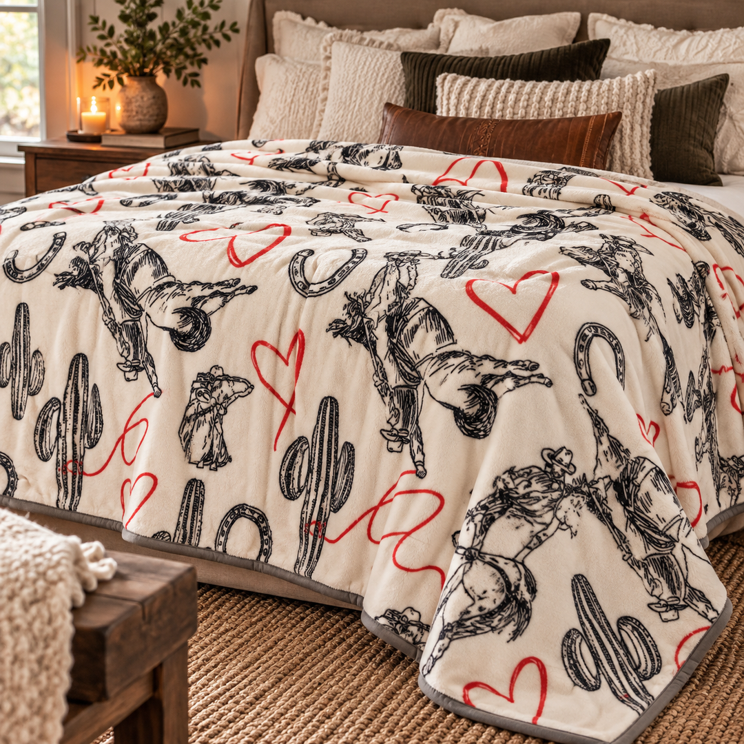 Cowboy Hearts Oversized Blanket 82x90
