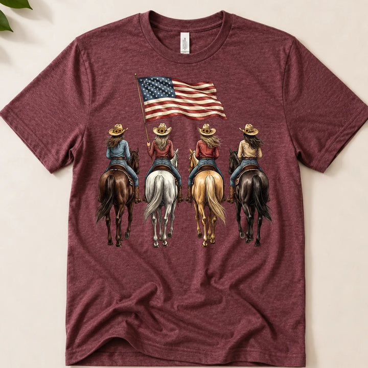 Western Cowgirls Horses FLAG Graphic T-shirt Envy Stylz Boutique