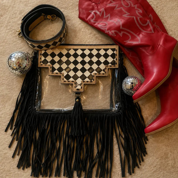The Backstage Babe Clear Fringe Bag Envy Stylz Boutique