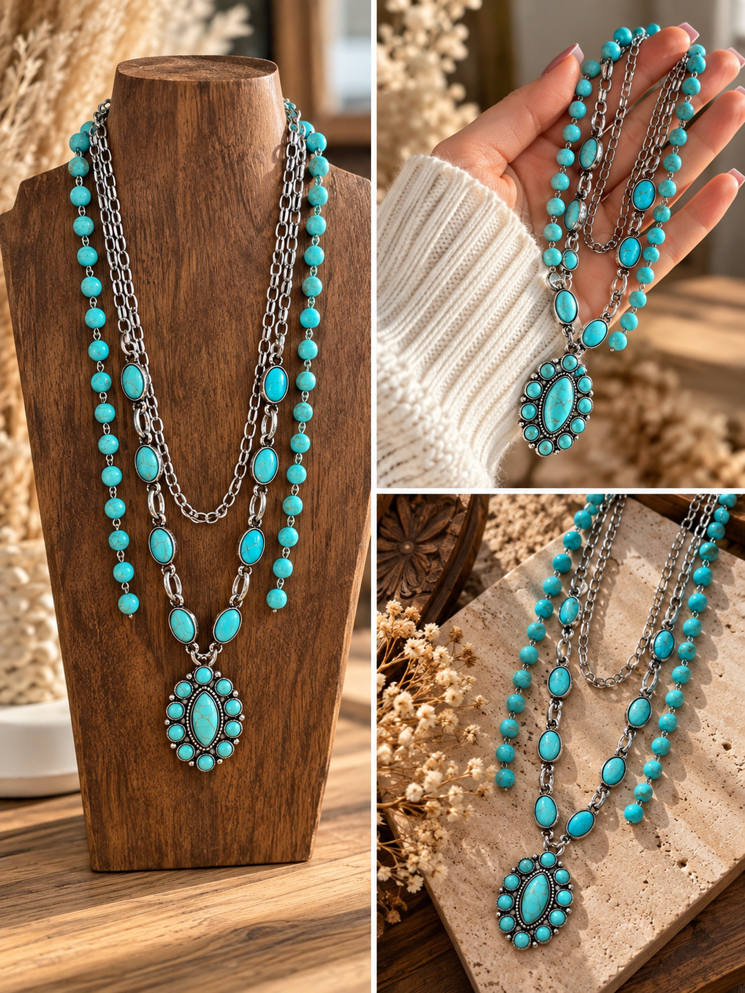 Turquoise Layered Western Necklace