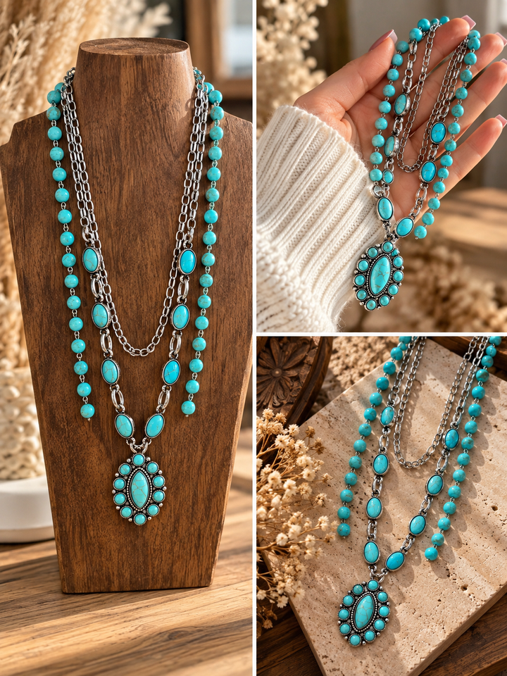 Turquoise Layered Western Necklace