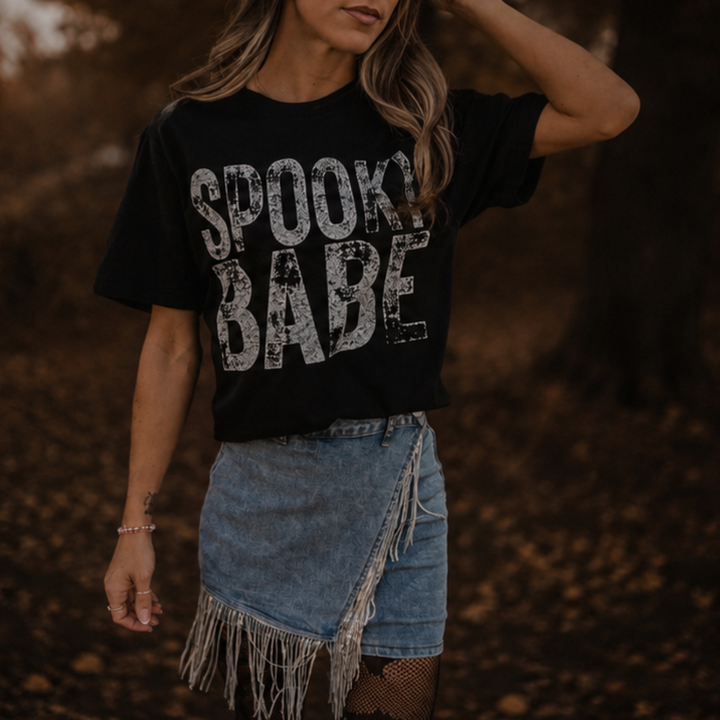 Spooky Babe Faux Glitter Graphic Tee Envy Stylz Boutique