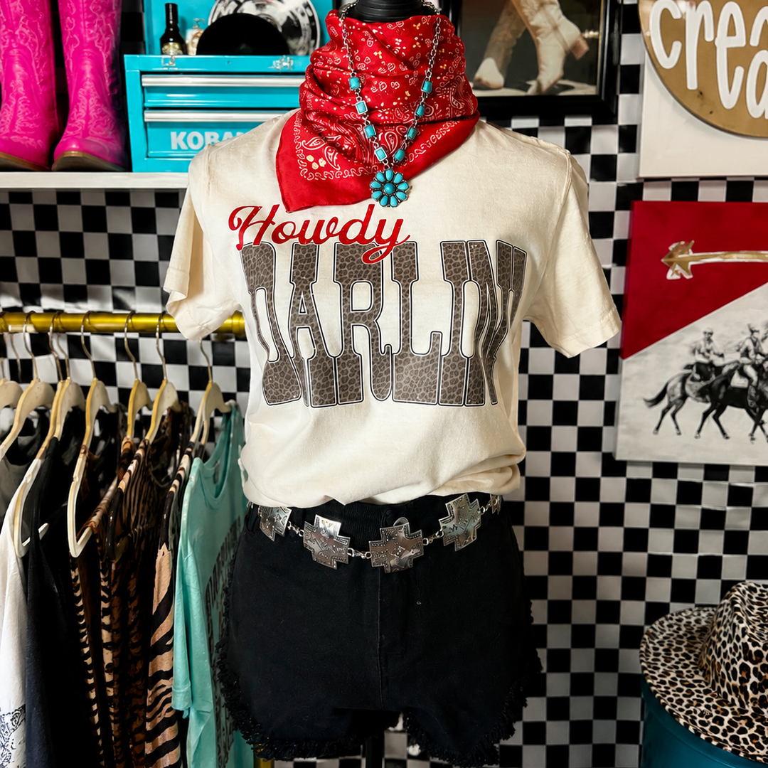 Howdy Darlin' in Leopard  Graphic T-shirt Envy Stylz Boutique