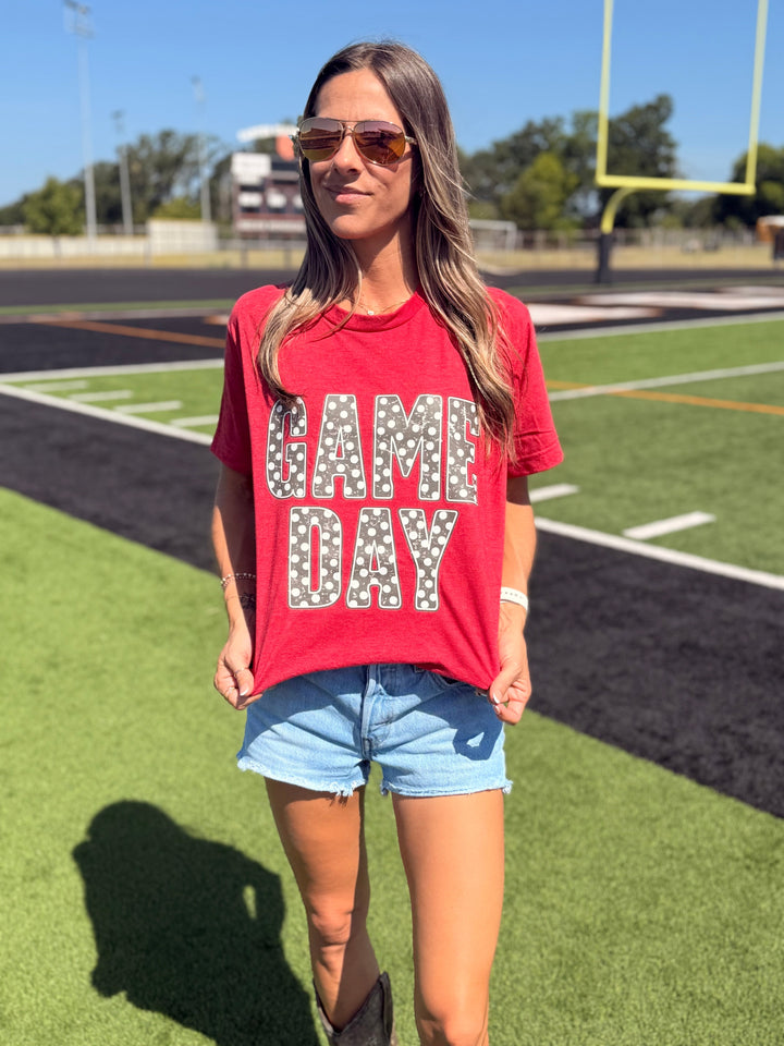 Game Day Polka Dot With Bow Graphic Tee Envy Stylz Boutique