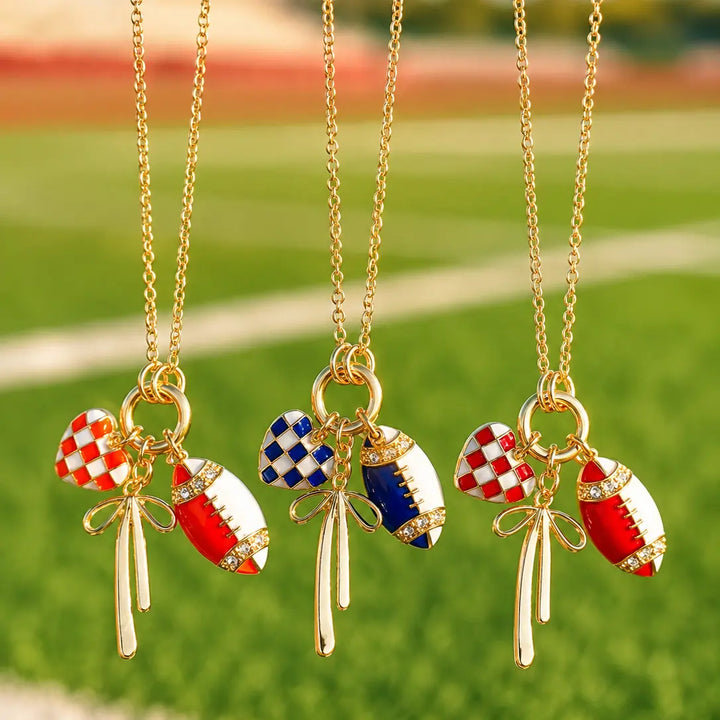 Football Bow Charm Necklace Envy Stylz Boutique