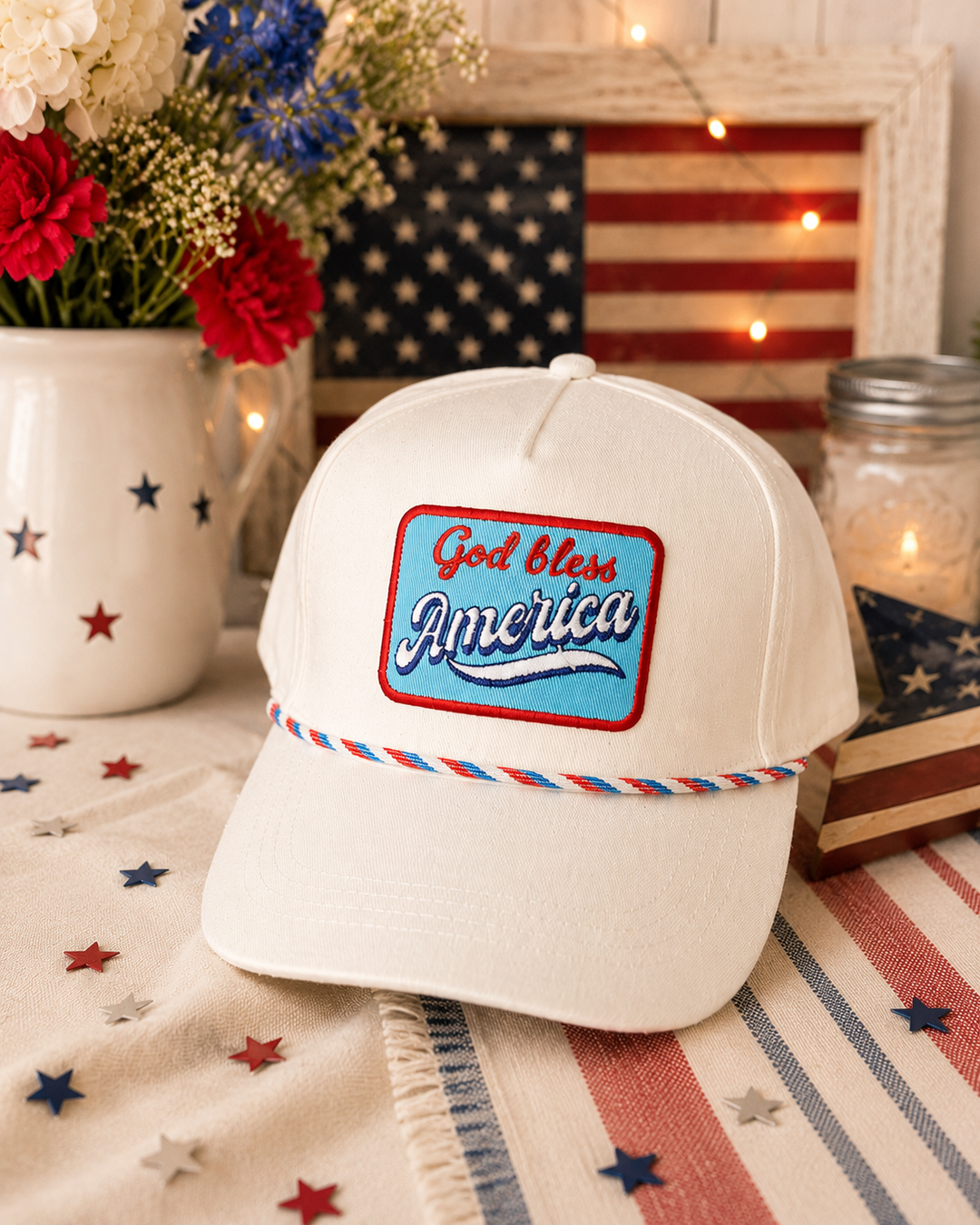 God Bless America Embroidered Trucker Hat Envy Stylz Boutique