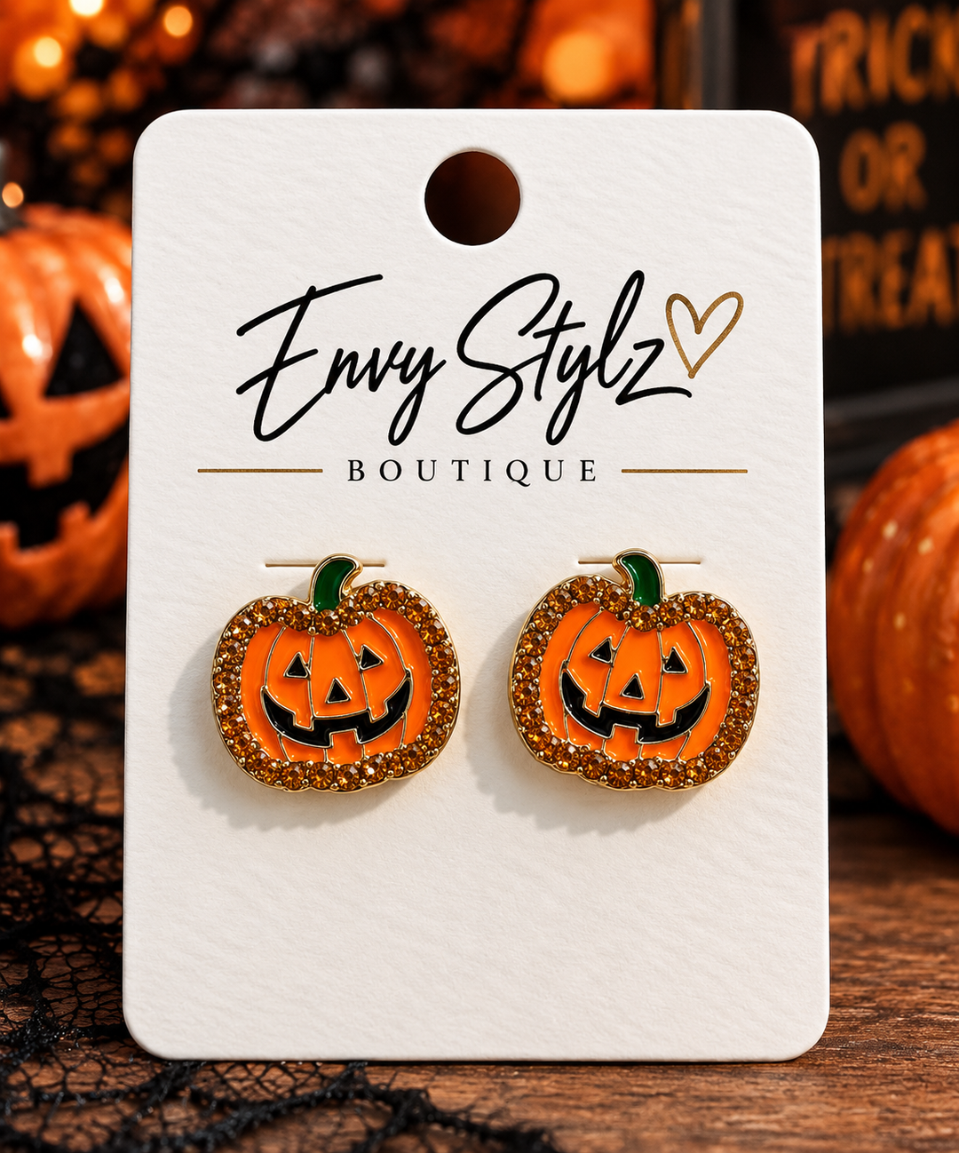 Pumpkin Sparkle Stud Earrings