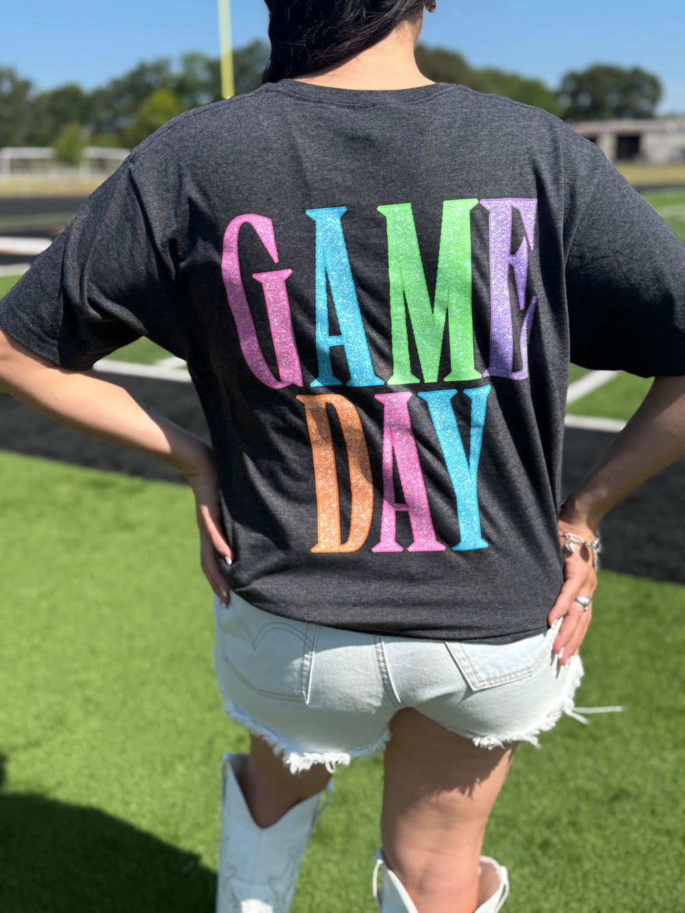 Football Helmet Colorful Front and Back Graphic Tee FestiviTees