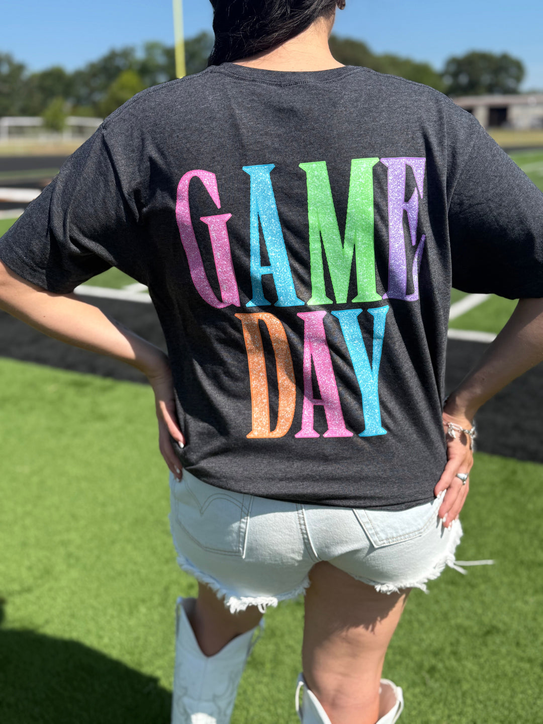 Football Helmet Colorful Front and Back Graphic Tee FestiviTees