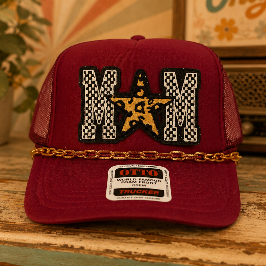Mom Leopard Checkered Star Trucker Hat Envy Stylz Boutique