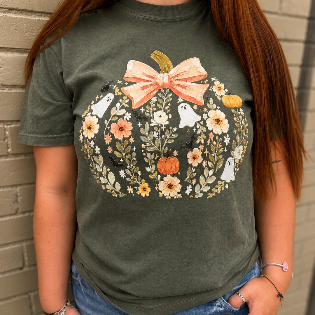 Floral Ghost Pumpkin Graphic Tee Envy Stylz Boutique