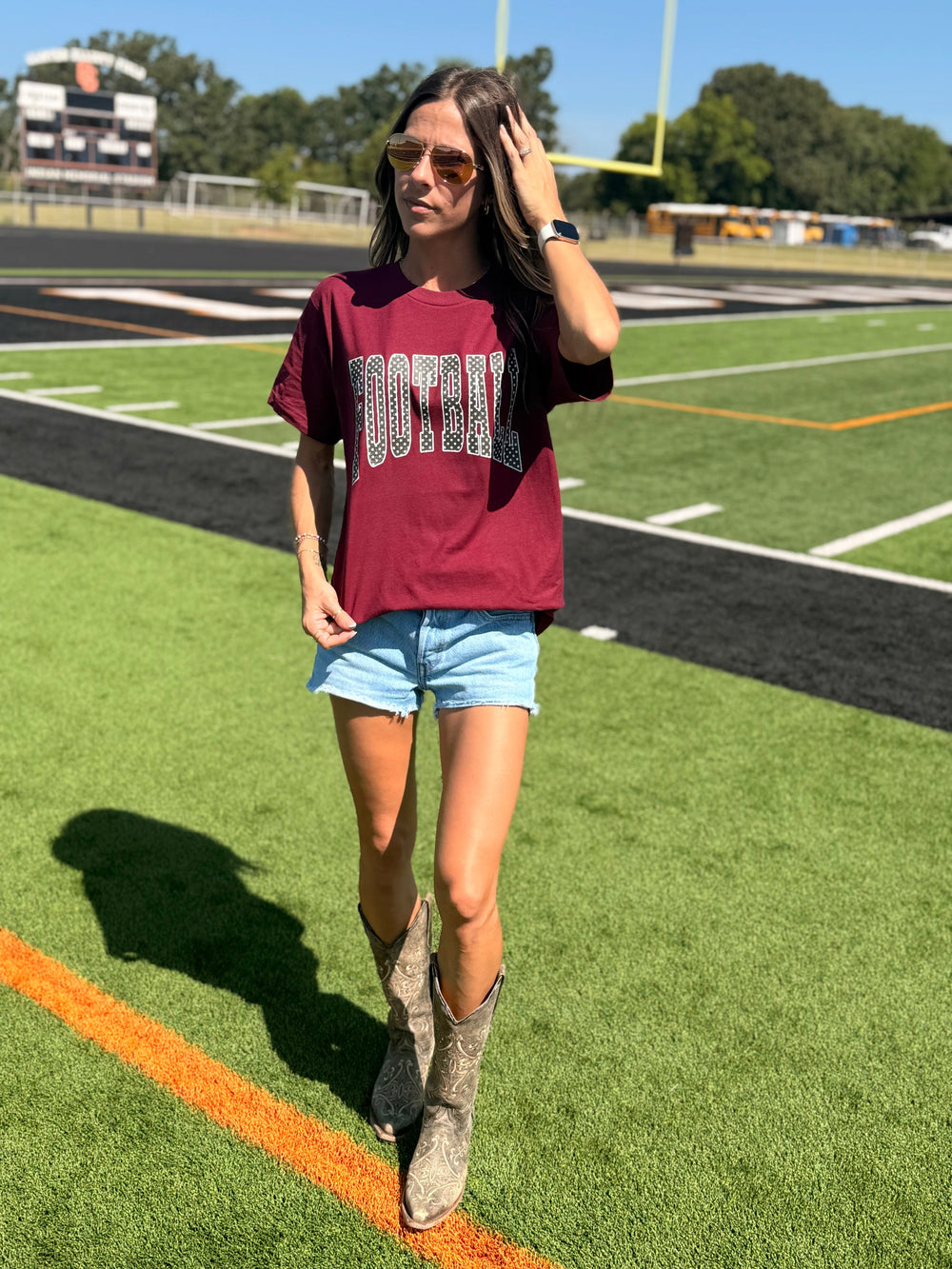 Football Polka Dot With Bow Graphic Tee Envy Stylz Boutique
