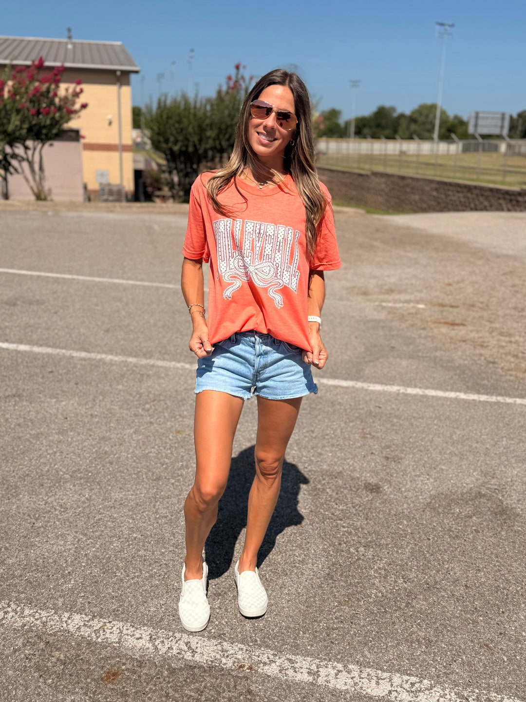 Volleyball Polka Dot With Bow Graphic Tee Envy Stylz Boutique