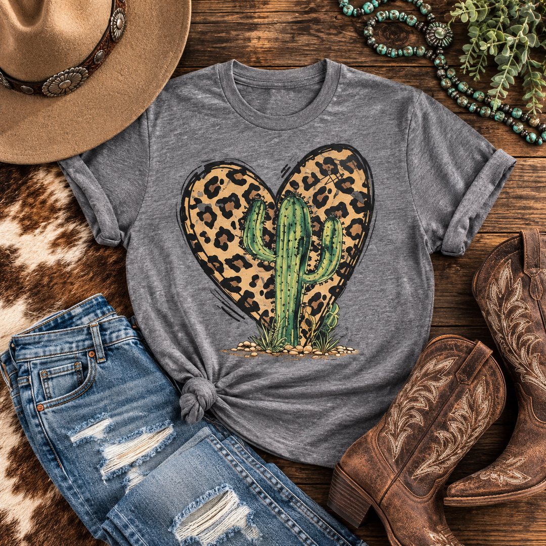 Leopard Heart Cactus Graphic Tee Envy Stylz Boutique