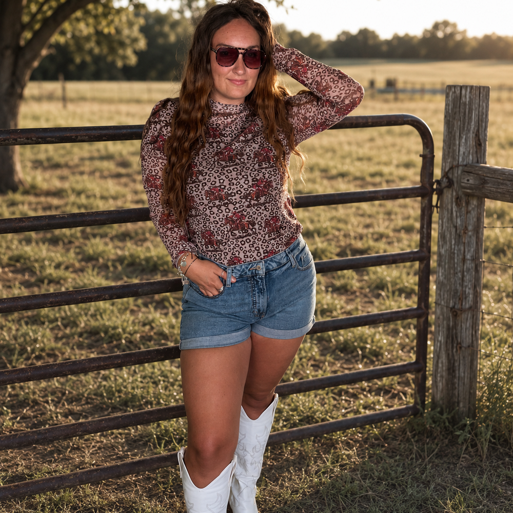 Women's Leopard Bronc Mesh Top Envy Stylz Boutique