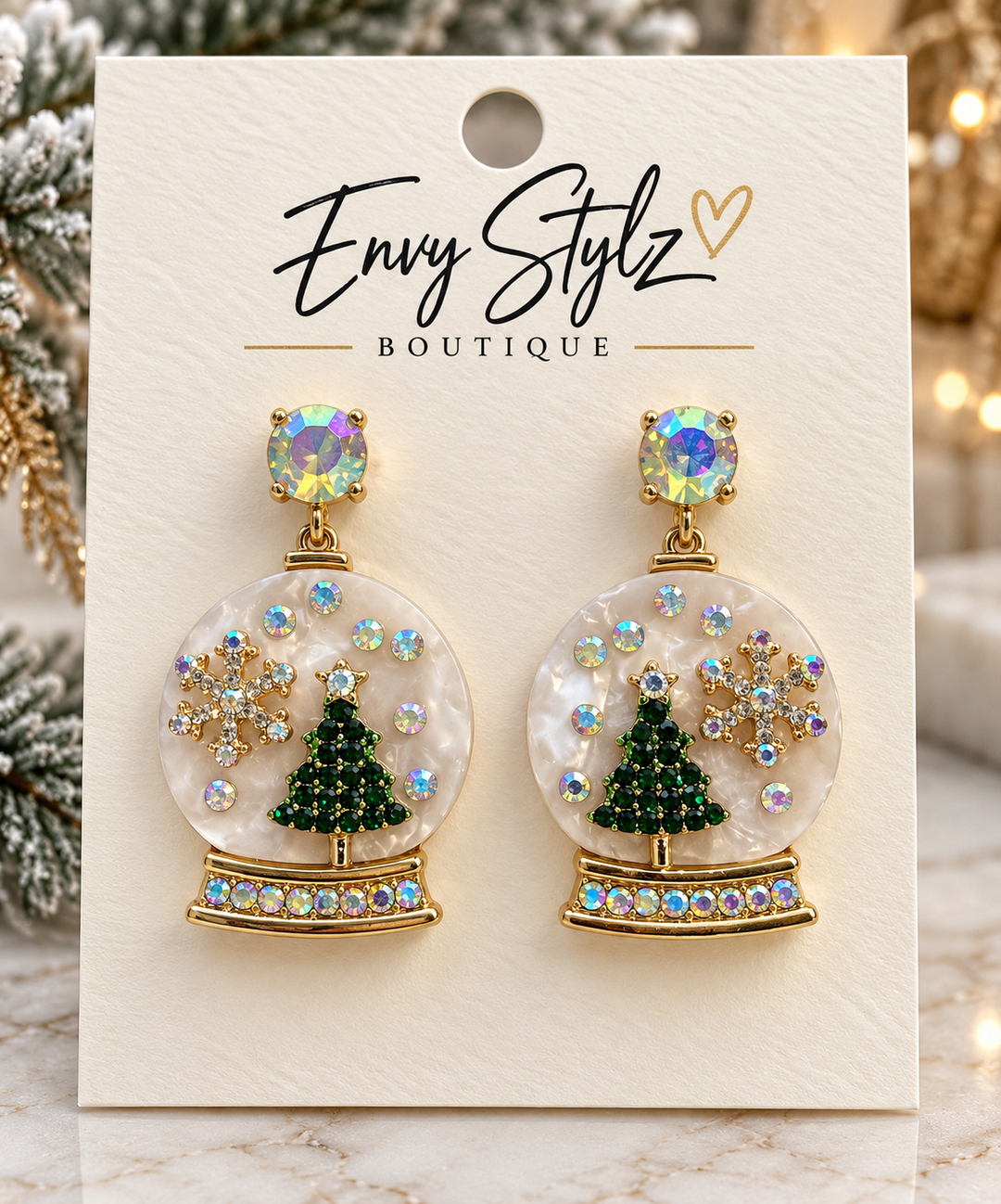 Christmas Snow Globe Statement Earrings