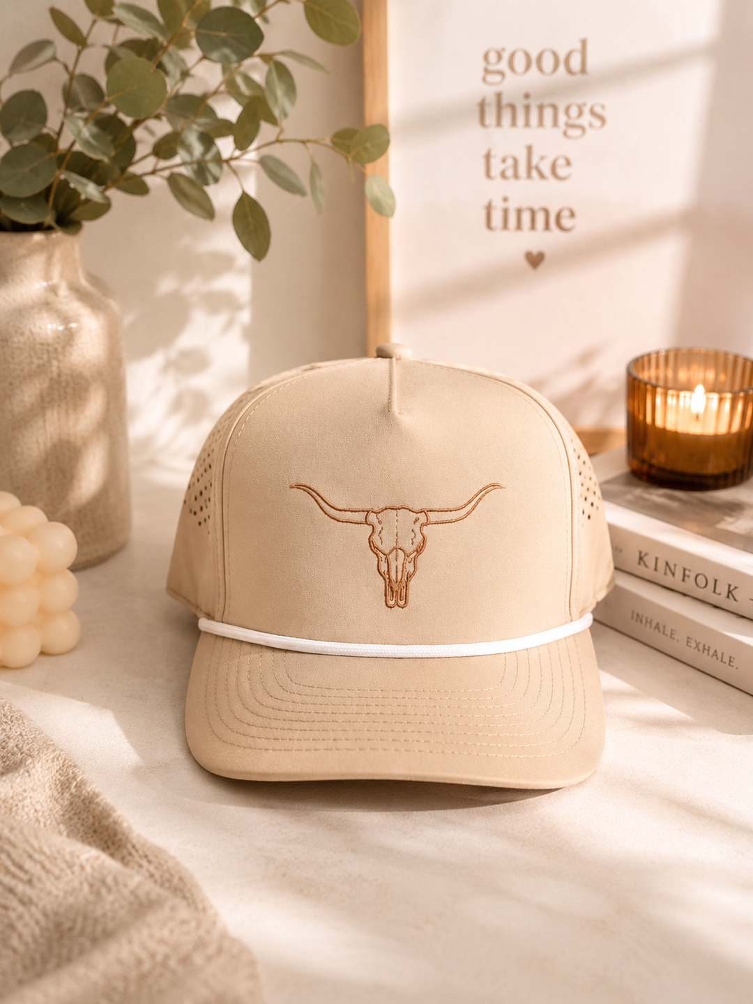 Bullskull Tan Embroidered Trucker Hat Envy Stylz Boutique