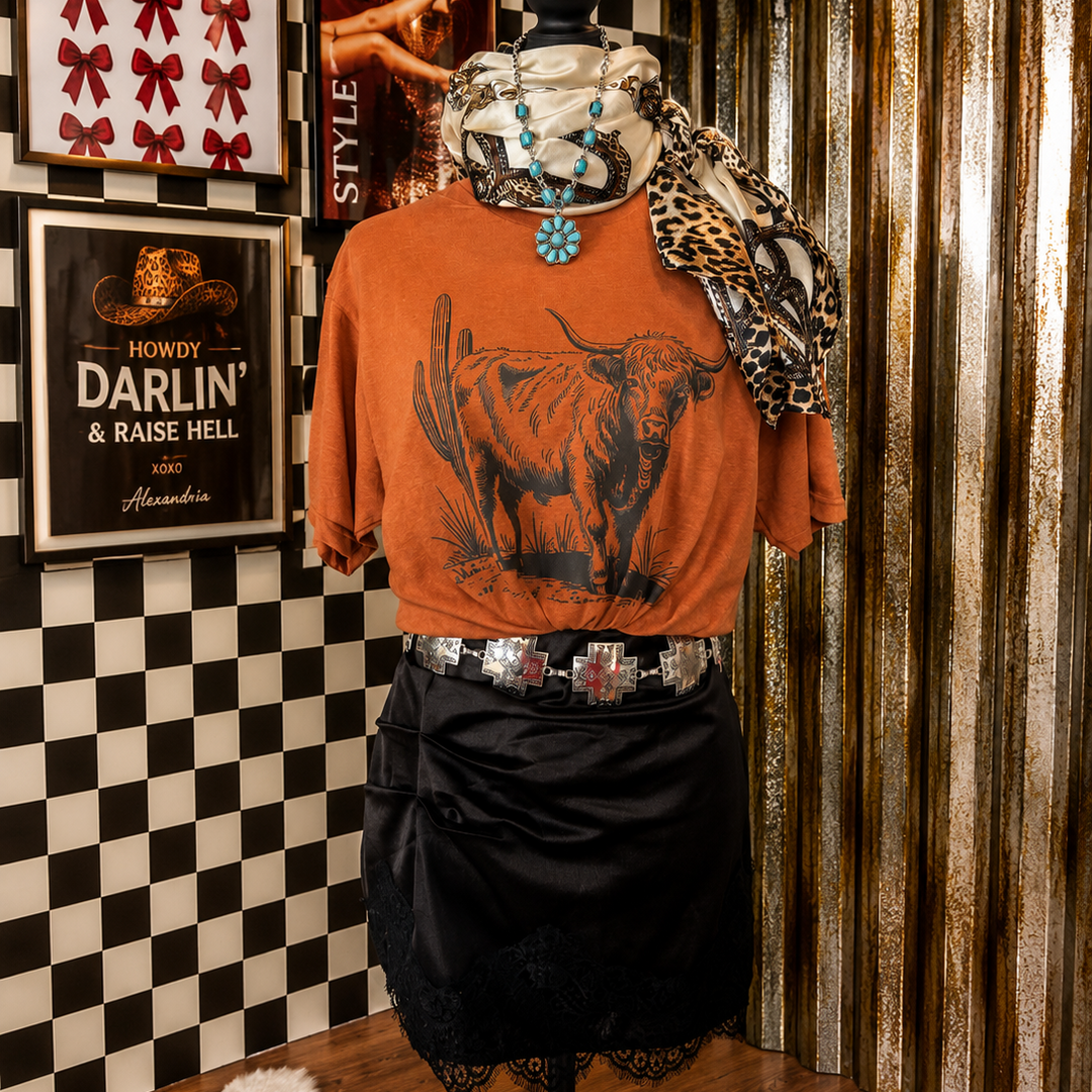 Cactus Highland Cow Graphic T-shirt Envy Stylz Boutique