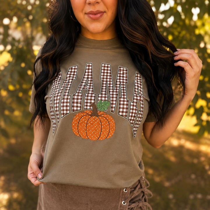 Gingham Mama Pumpkin Graphic Tee Envy Stylz Boutique