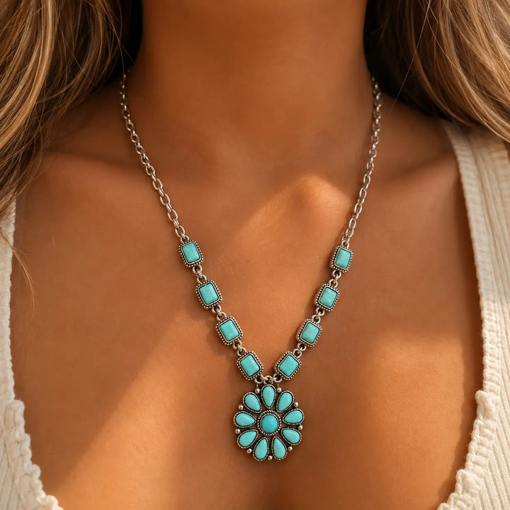 Conch Turquoise Squares Necklace Envy Stylz Boutique