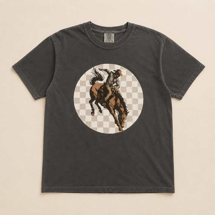 Checkered Bronc Rider Graphic Tee Envy Stylz Boutique