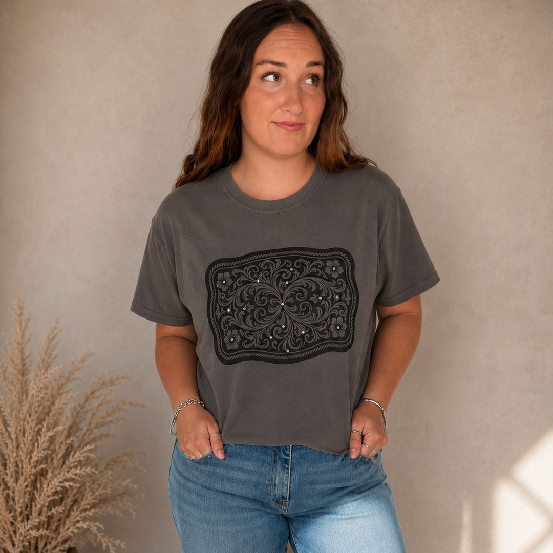Rhinestone Belt Buckle Graphic Tee Envy Stylz Boutique