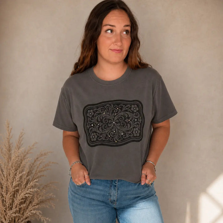 Rhinestone Belt Buckle Graphic Tee Envy Stylz Boutique