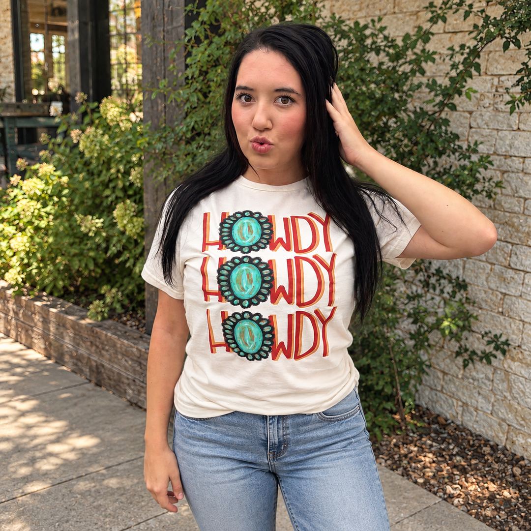 Howdy Turquoise Western Graphic T-Shirt for Women